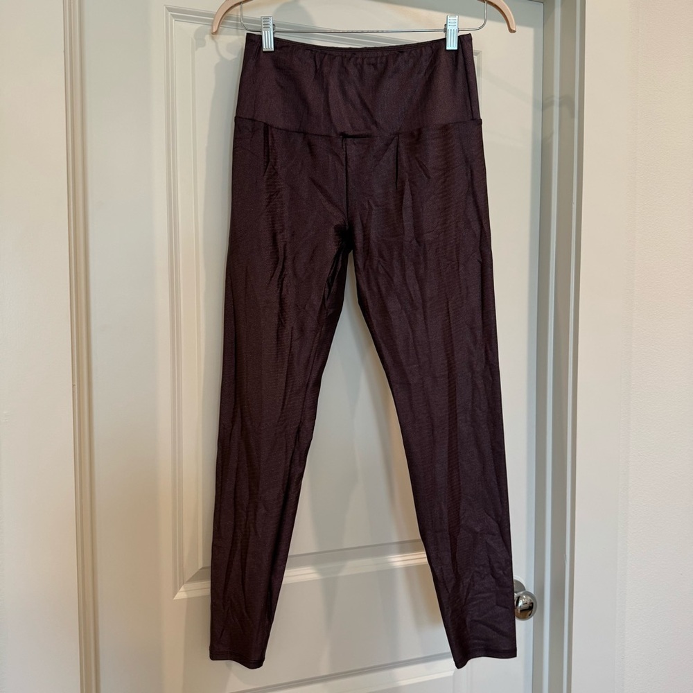 Goldsheep Women's Deep Plum Sparkly Leggings